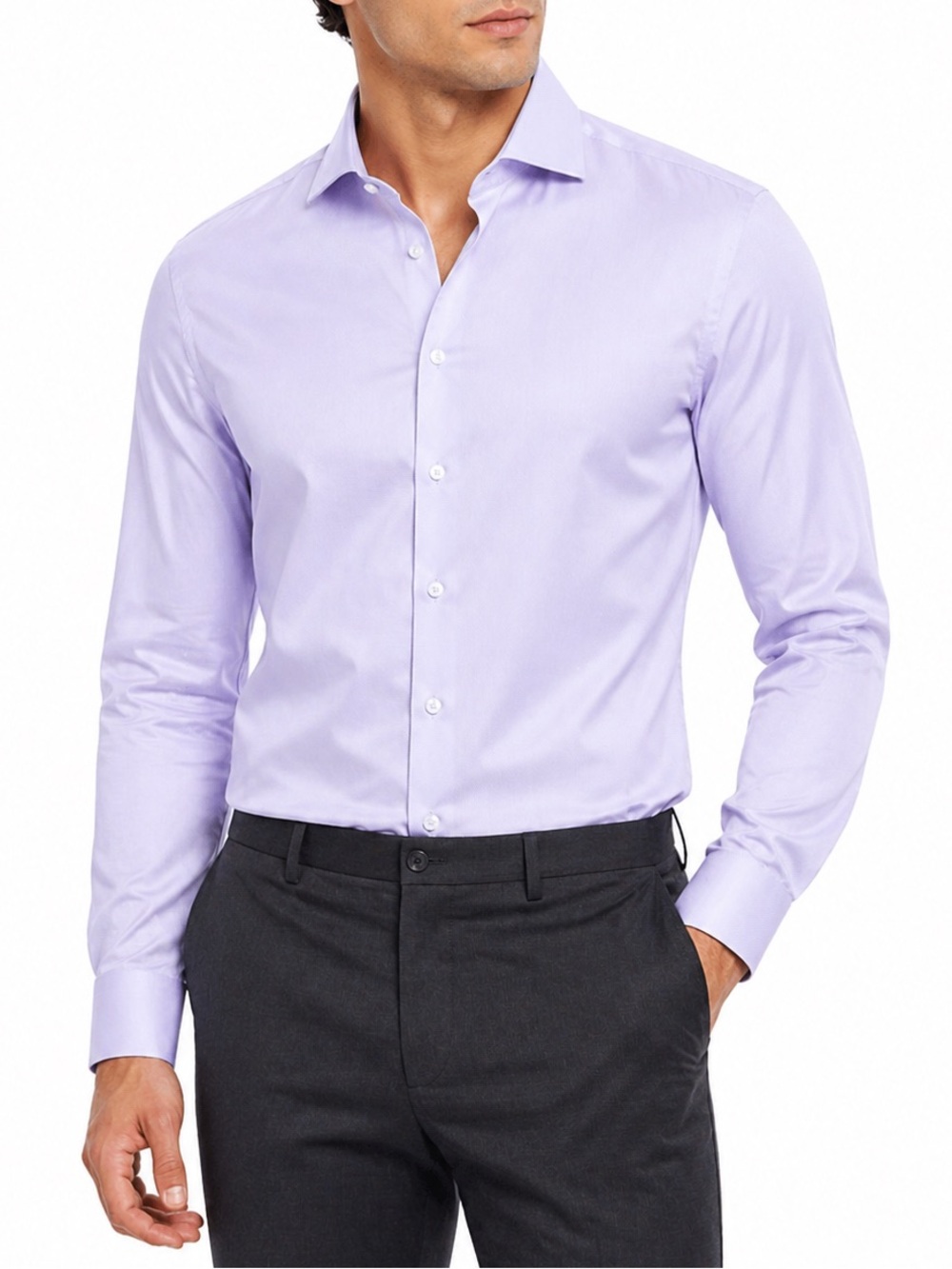 Calvin Klein Slim Fit Dress Shirt Soft Lavender Mens 15.5 34/35 Button Up NWT